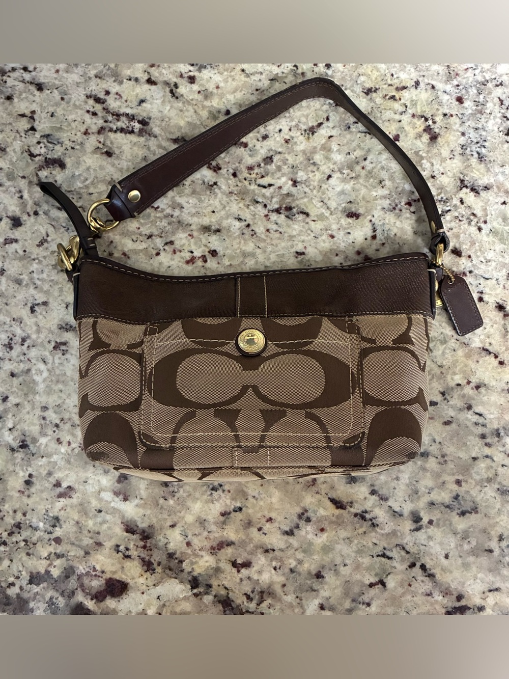 Coach signature canvas baguette shoulder bag